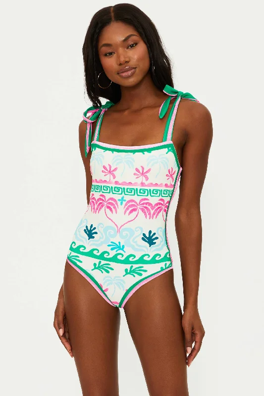 Women's Everyday Apparel Shona One Piece Tropical Palm