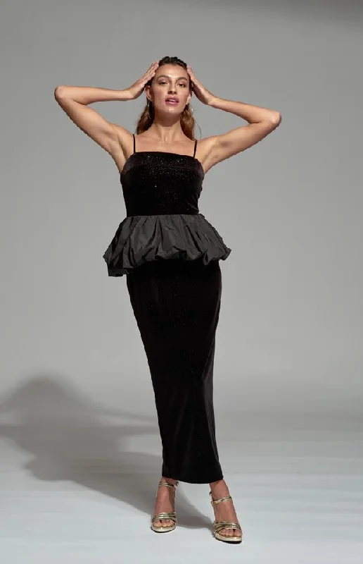 City Fashion Moskada Black Velvet Burgos Dress