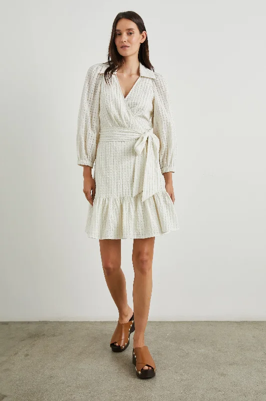 Versatile Wardrobe Essentials KIARA DRESS - IVORY SEERSUCKER