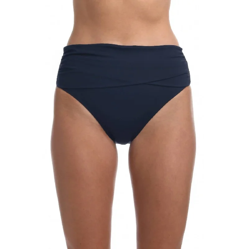 Vintage-Inspired Women's Apparel Island Goddess Mid Waist Sash Band Swim Bottom In Indigo Vintage-Inspired Women's Apparel Island Goddess Mid Waist Sash Band Swim Bottom In Indigo