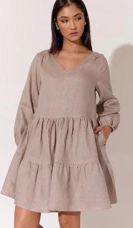 Style Upgrade Monroe Linen Mocha dress
