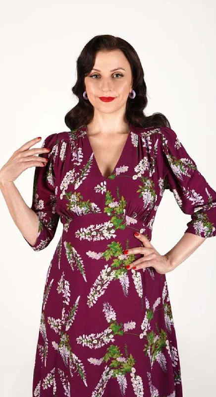 Casual Chic Lauren Dress in Burgundy Wisteria