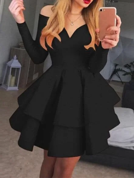 Best Seller Elegant Deep V-neck Long-sleeved Princess Dress      S2814