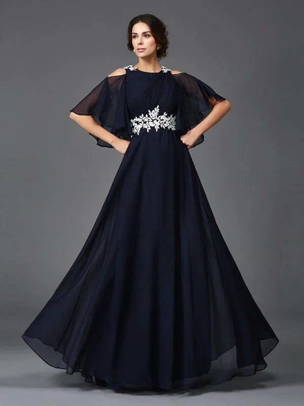 Affordable Women's Clothing A-Line/Princess Straps Applique 1/2 Sleeves Long Chiffon Mother of the Bride Dresses Affordable Women's Clothing A-Line/Princess Straps Applique 1/2 Sleeves Long Chiffon Mother of the Bride Dresses