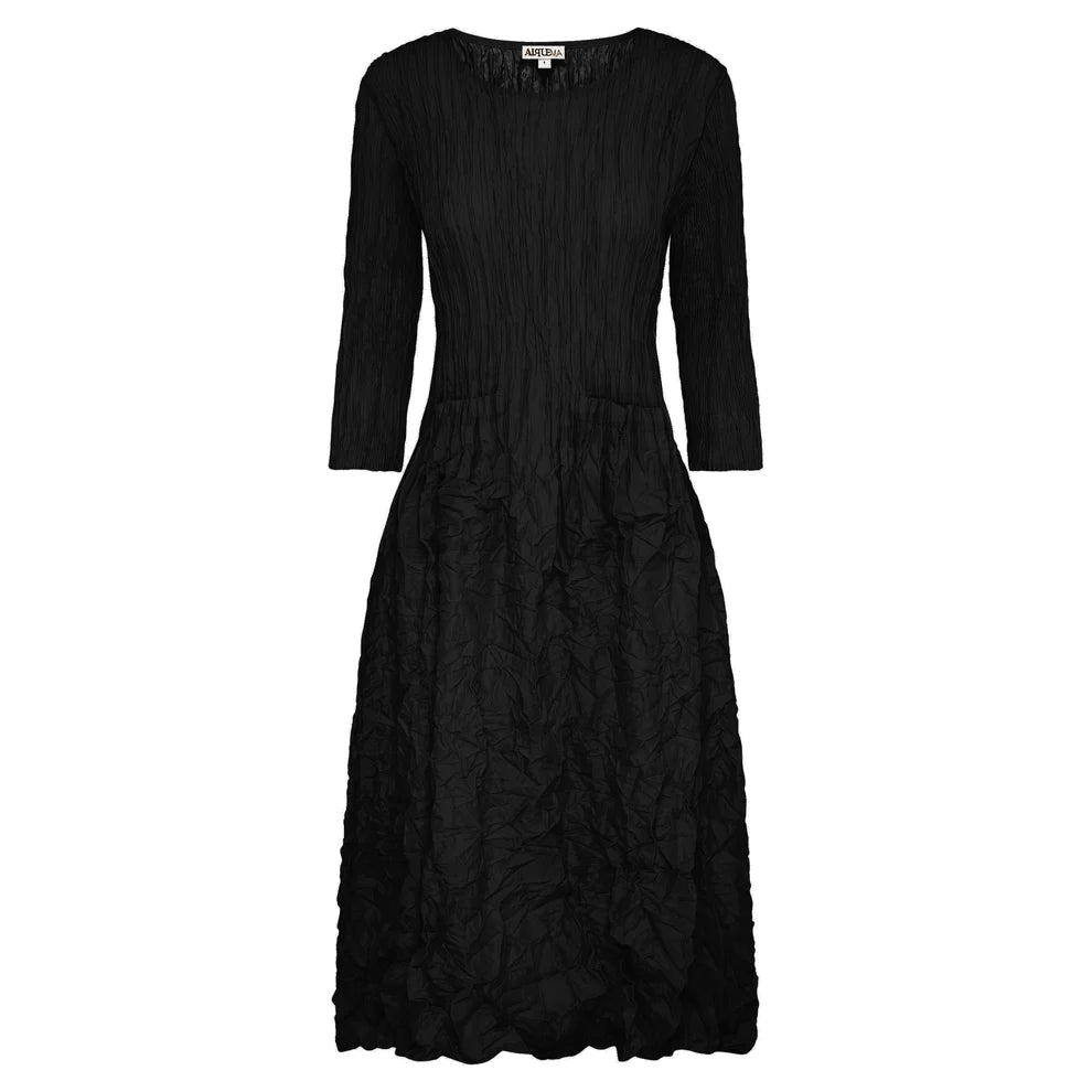 Summer Sale Alquema 3/4 Sleeve Smash Pocket Dress Black