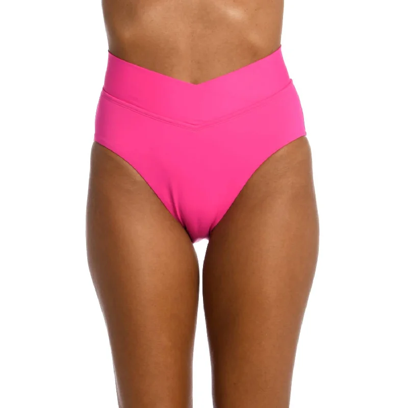 Charming Women's Holiday Apparel Island Goddess Crossover High Waist Swim Bottom In Pop Pink Charming Women's Holiday Apparel Island Goddess Crossover High Waist Swim Bottom In Pop Pink