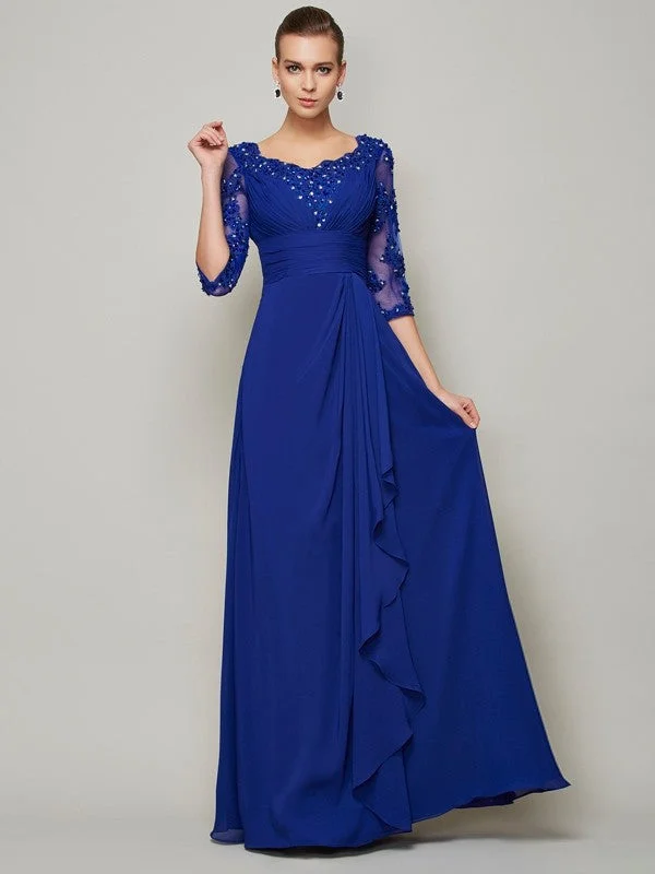 Women's Clothing Apparel A-Line/Princess Scoop 3/4 Sleeves Lace Long Chiffon Mother of the Bride Dresses Women's Clothing Apparel A-Line/Princess Scoop 3/4 Sleeves Lace Long Chiffon Mother of the Bride Dresses