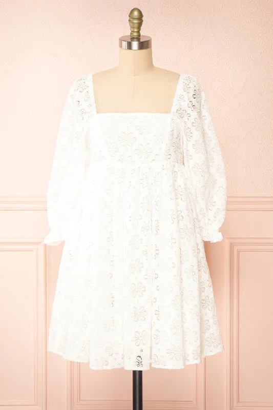 Cozy Chic Promotions Rosenie | White Lace Babydoll Dress
