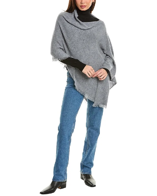 Women's Elegant Evening Attire Amicale Cashmere Fringe Asymmetrical Cashmere Poncho