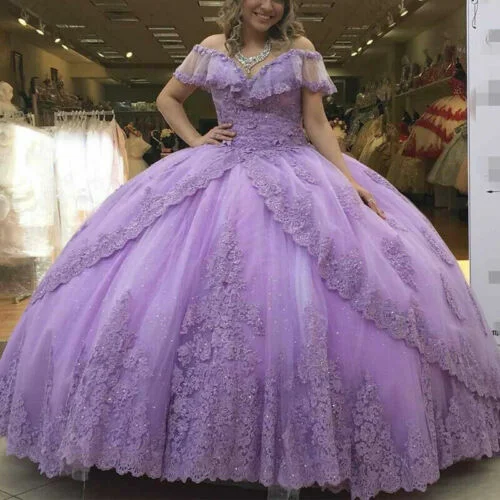 Clothing Brands Lavender Off the Shoulder Quinceanera Dresses Beaded Prom Party Sweet 15 Dress S1634 Clothing Brands Lavender Off the Shoulder Quinceanera Dresses Beaded Prom Party Sweet 15 Dress S1634