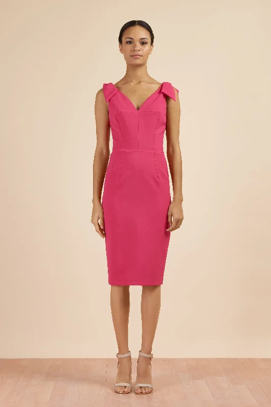 Beat The Heat In Tropical Styles Ava Pencil Dress (Hot Pink)