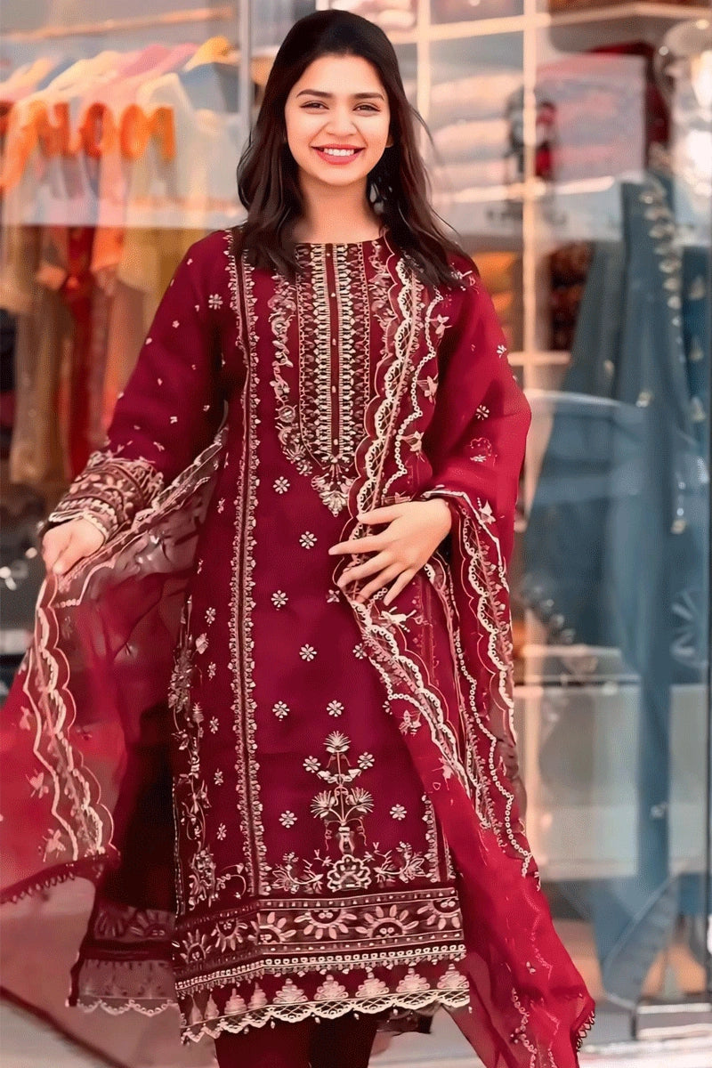 Timeless Women's Apparel Embroidery Work Full Pair Red Colour Dress For Karwa Chauth Timeless Women's Apparel Embroidery Work Full Pair Red Colour Dress For Karwa Chauth