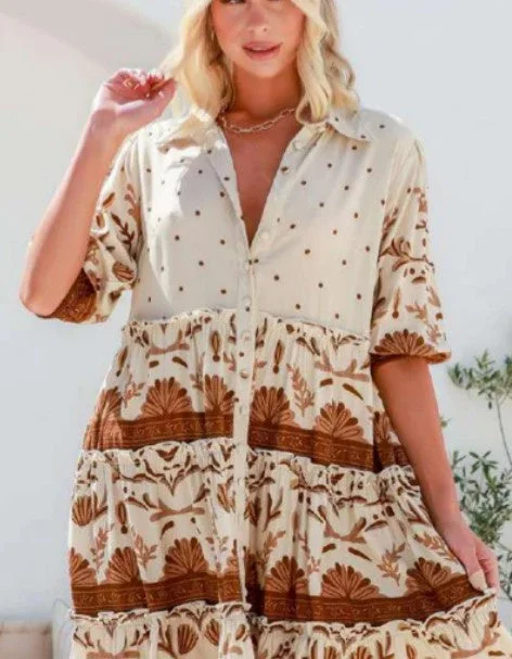 Seasonal Discounts On Fashionable Women's Wear Boho latte dress