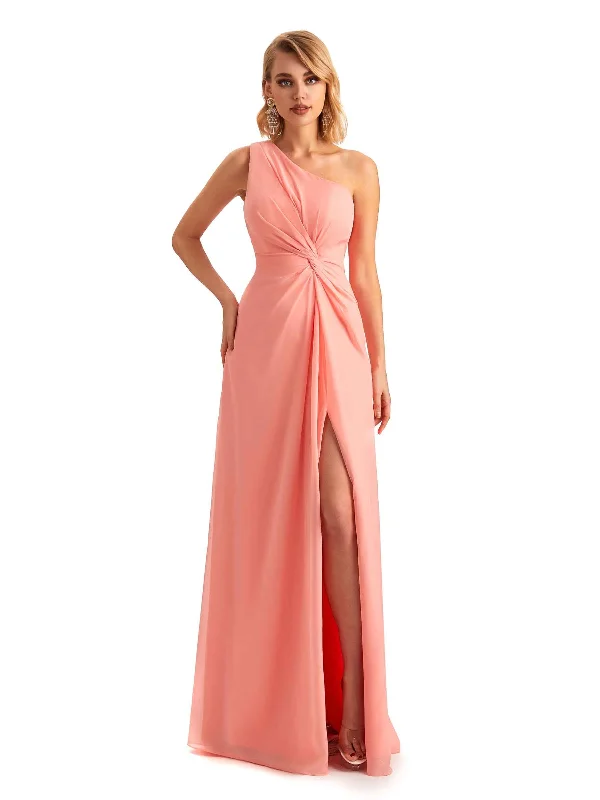 Women's Sports Apparel Elegant Side Slit Chiffon One Shoulder A-line Long Mother of the Brides Dresses Women's Sports Apparel Elegant Side Slit Chiffon One Shoulder A-line Long Mother of the Brides Dresses