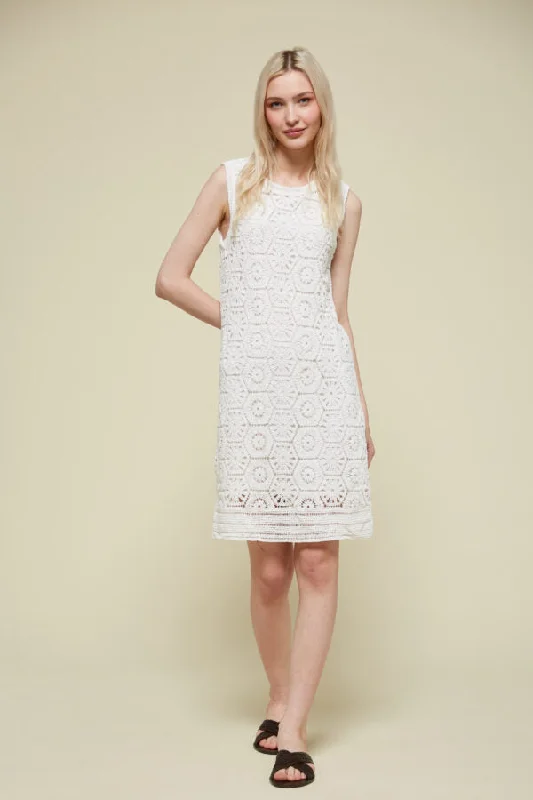 Chic Outfits Van-Dos Off White Crochet Dress