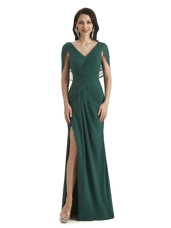 Seasonal Sale Elegant Side Slit Chiffon Long Mother of The Bride Dresses