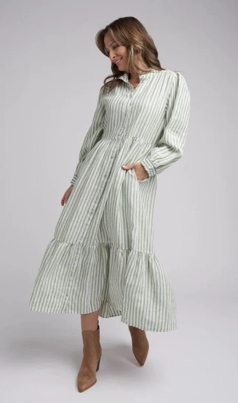 Casual Wear Frill linen Pistachio dress