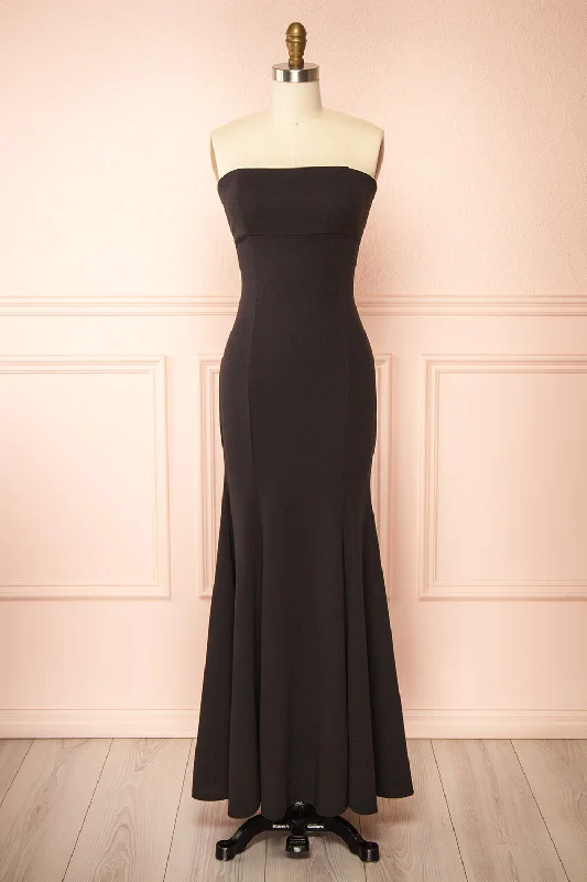 Fashionable Dresses for Women Aeji Black | Strapless Mermaid Dress w/ Corset Back