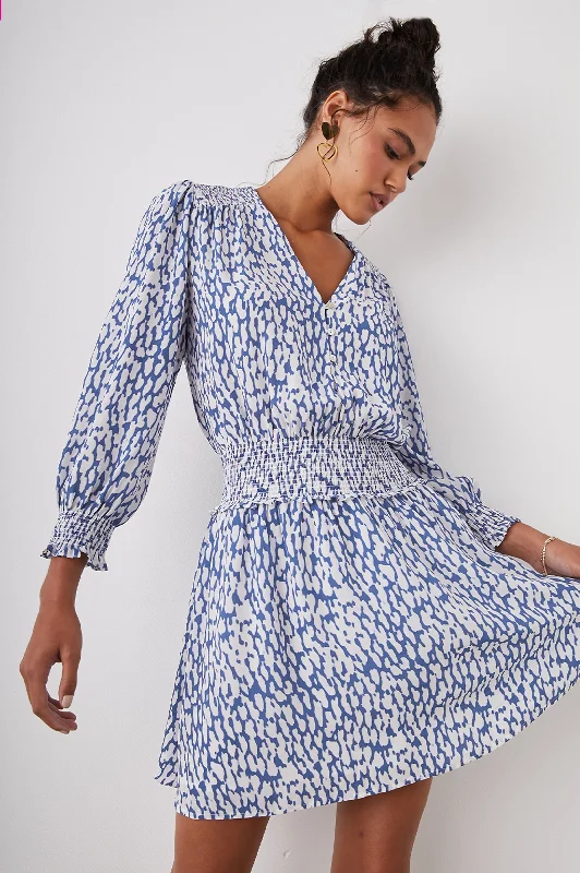 Free Spirited Fashion ZANA DRESS - COBALT STATIC LEOPARD