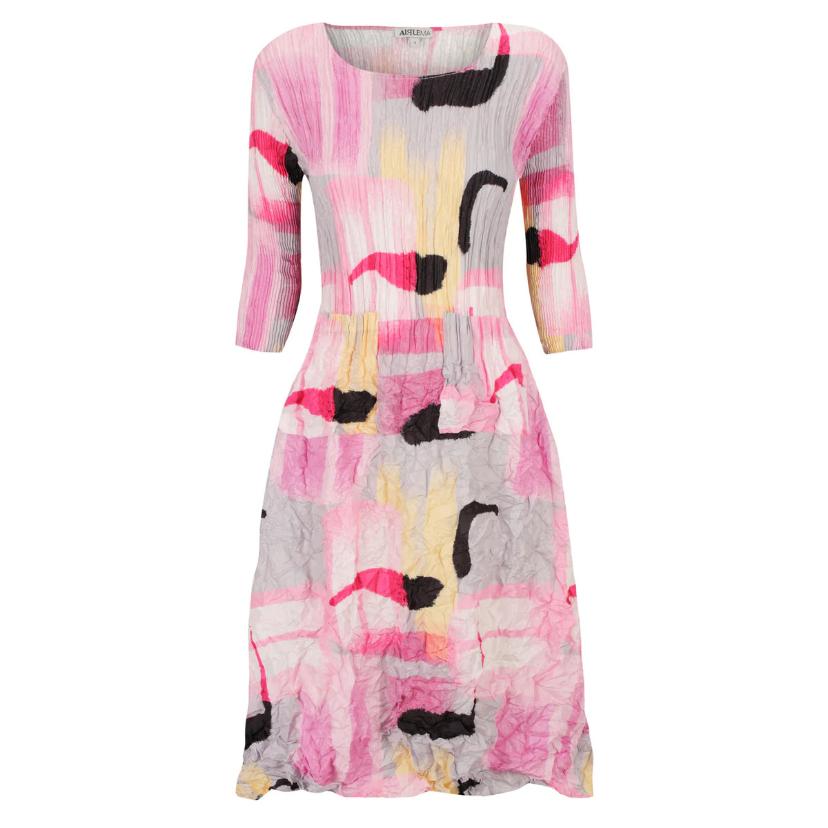 Current Trends Alquema Smash 3/4 Sleeve Smash Pocket Dress - Flamingo