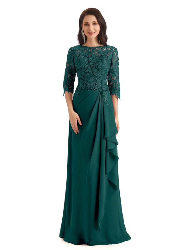 Discount Store Elegant Chiffon Half Sleeves Lace Long Grandmother of The Bride Dresses In Stock Discount Store Elegant Chiffon Half Sleeves Lace Long Grandmother of The Bride Dresses In Stock