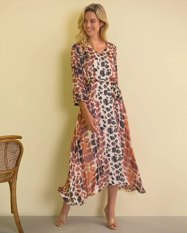 Bid Farewell To The Old Season Joseph Ribkoff Giraffe Print, Tie Waist Dress