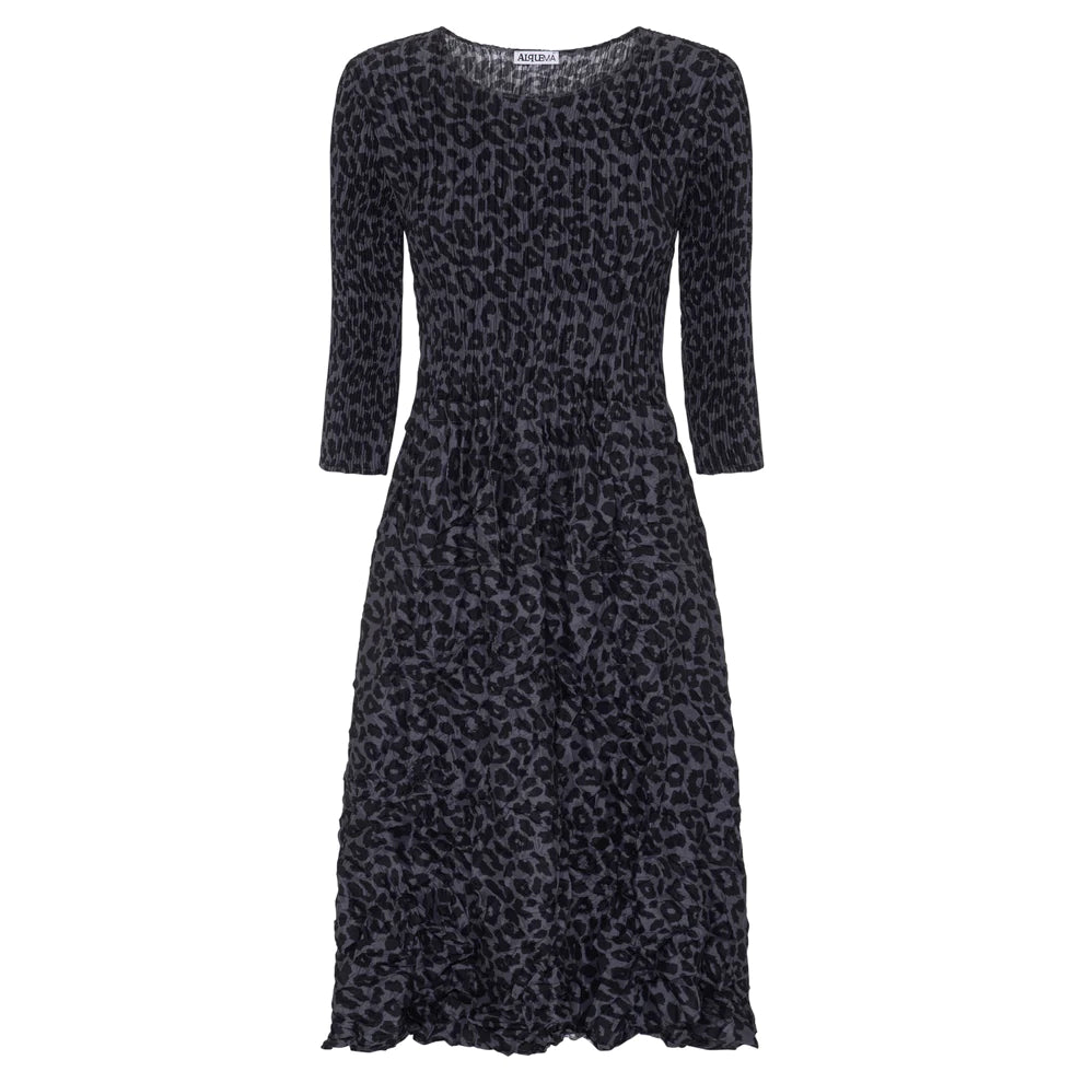 VIP Member Discount Alquema 3/4 Sleeve Smash Pocket Dress Leopard