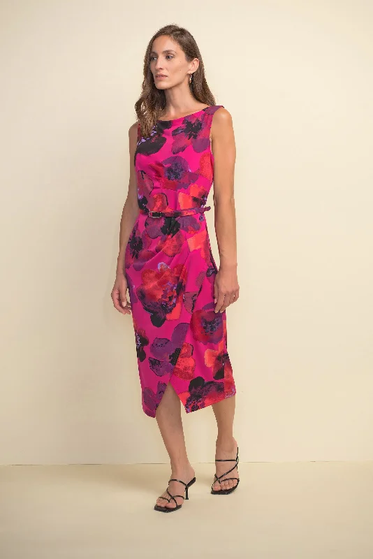 Budget Friendly Joseph Ribkoff Bright and Bold, Belted Dress