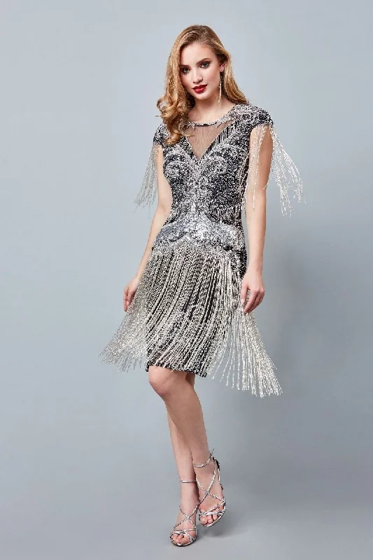 Women's Cozy Clothes Sybill Fringe Flapper Dress in Black