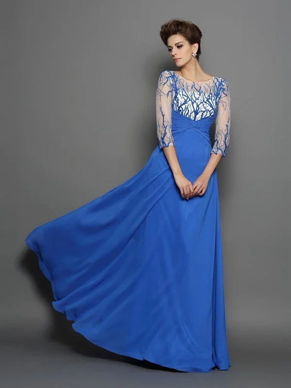 Modern Women's Outfit A-Line/Princess Scoop Applique 1/2 Sleeves Long Chiffon Dresses Modern Women's Outfit A-Line/Princess Scoop Applique 1/2 Sleeves Long Chiffon Dresses