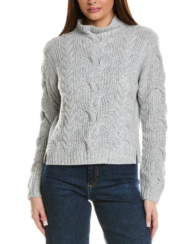 Women's Night-Out Outfit Hannah Rose Chunky Cable Funnel Neck Wool & Cashmere-Blend Sweater