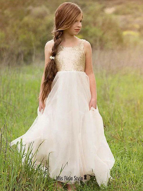 New Arrivals Gold Sequins Flower Girl Dress