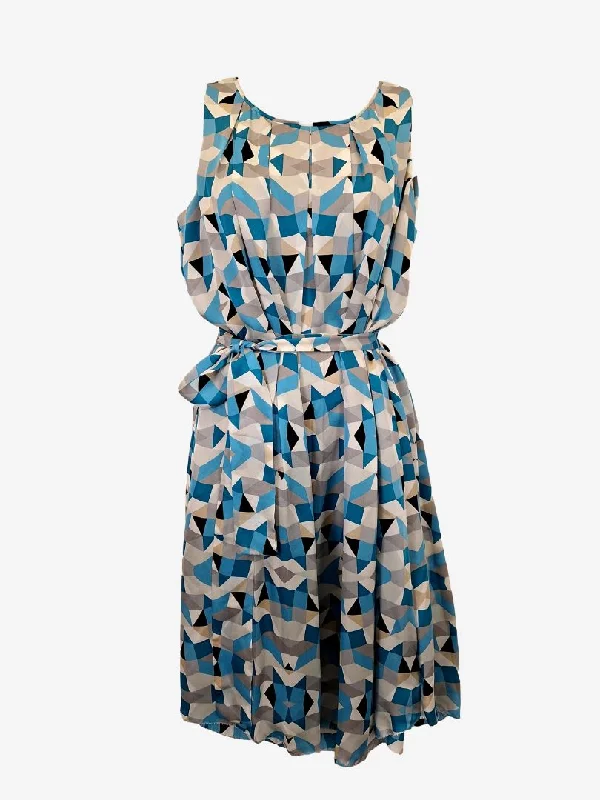 You'll Love Us Because LK Bennett Chic Silk Geometric Belted Dress Size 8