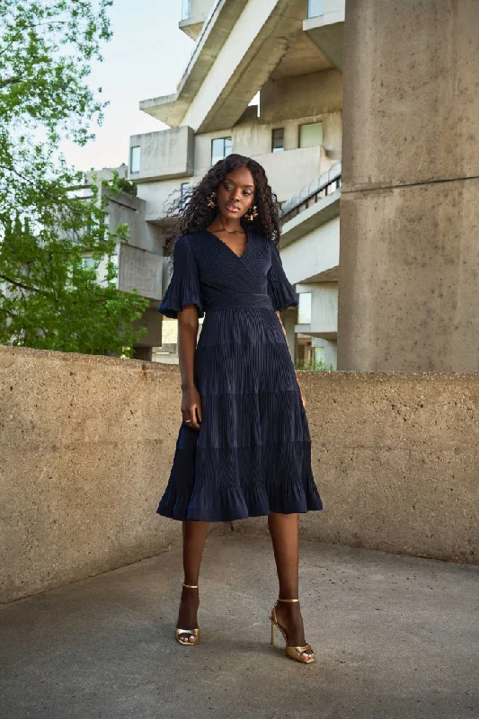 Trendy Styles Pleated Woven Fit and Flare Dress