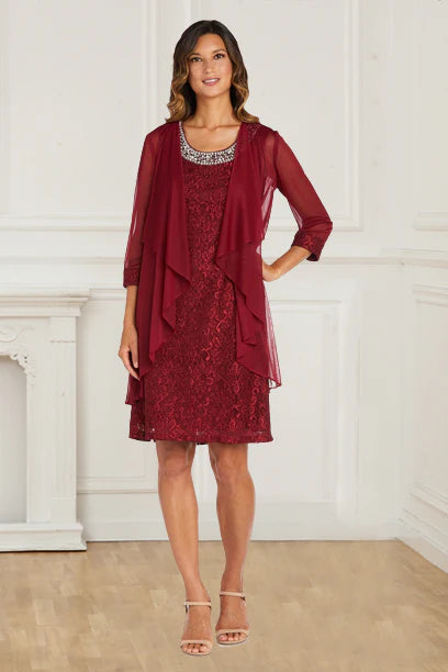 Athleisure Wear Promotion Mother Of The Bride Dress Vintage Two Piece Lace Burgundy Sheath/Column 3/4 Sleeves With Beaded Athleisure Wear Promotion Mother Of The Bride Dress Vintage Two Piece Lace Burgundy Sheath/Column 3/4 Sleeves With Beaded