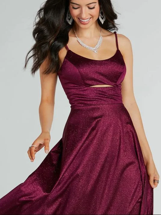 Vintage-Inspired Women's Clothes Burgundy sparkle A Line Ball Dress with Cut out wide Vintage-Inspired Women's Clothes Burgundy sparkle A Line Ball Dress with Cut out wide