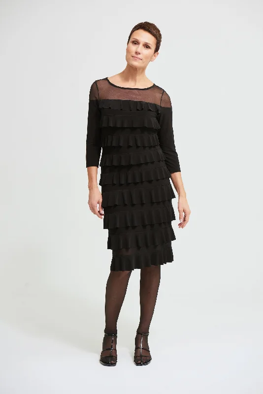 Women's Wardrobe Apparel Joseph Ribkoff Mesh Frill Detail Dress