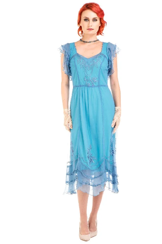 Women's Evening Wear Olivia 1920s Flapper Style Dress in Turquoise by Nataya
