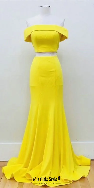Unleash Your Fashion Mermaid Two Piece Yellow Pageant Dress