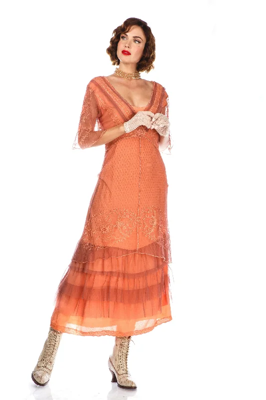 Ends Soon Sylvia 1920s Titanic Style Dress in Grapefruit Rose