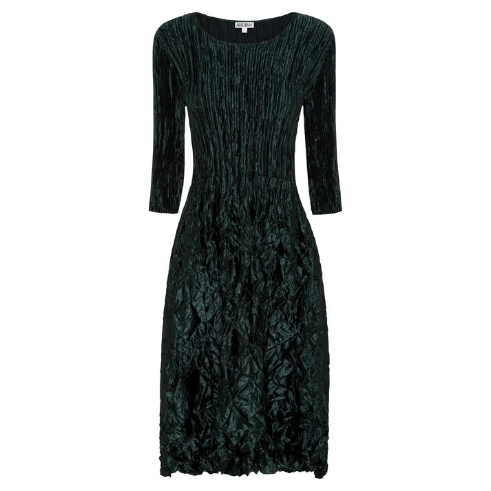 Trendy Street Style Alquema 3/4 Sleeve Smash Pocket Dress Glossy Ink