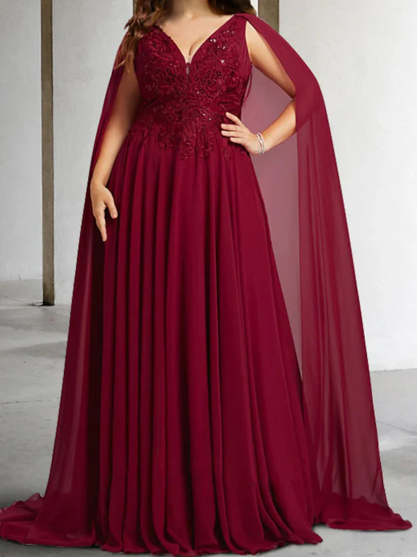 Graceful Movement A-Line V-Neck  With Applique Mother Of The Bride Dresses