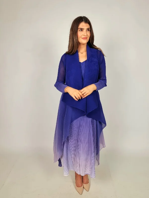 Feminine Allure Alquema Long Estrella Dress And Collare Coat - Sodalite Ombre