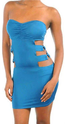 Women's Clothes Dress Blue Club Sexy Strapless Rhinestone Open Waist Exposed Ring Tube Women's Clothes Dress Blue Club Sexy Strapless Rhinestone Open Waist Exposed Ring Tube
