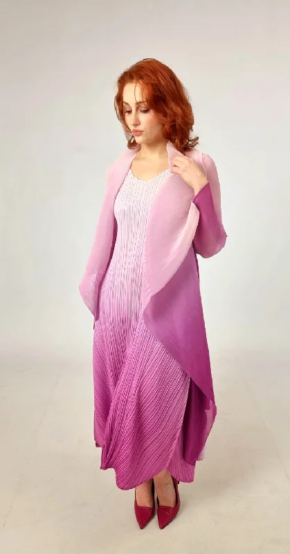Trendy Women's Wear Alquema Long Estrella Dress And Collare Coat - Smokey Rose