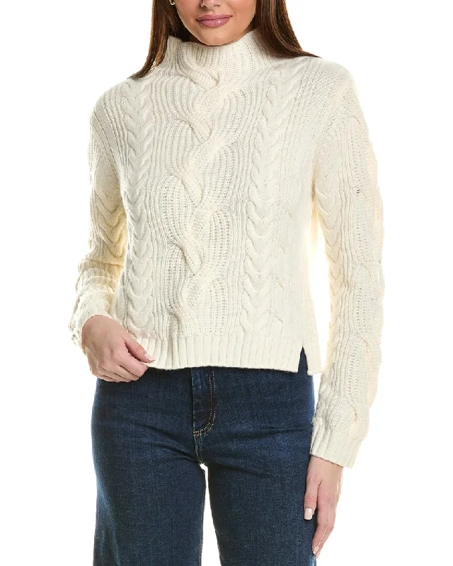 Women's Office Outfit Hannah Rose Chunky Cable Funnel Neck Wool & Cashmere-Blend Sweater