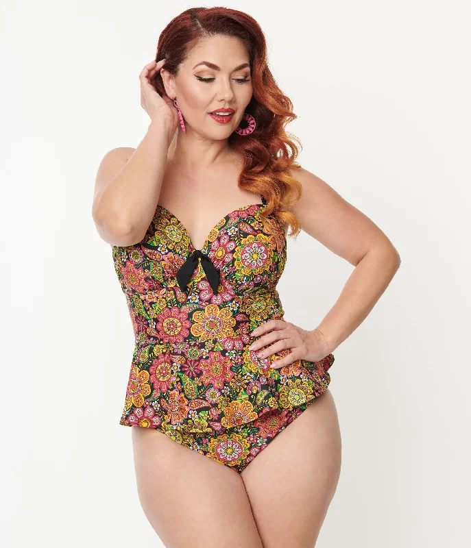 Formal Garments For Women Unique Vintage Plus Size Kaleidoscope Floral Daphne Swim Bottoms