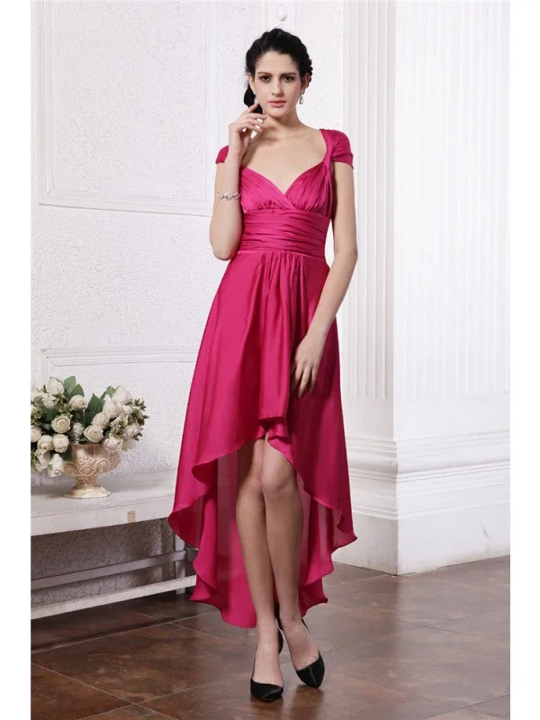 Women's Sporty Chic Clothes Sheath/Column Pleats High Low Chiffon Straps Damask Cocktail Dresses Women's Sporty Chic Clothes Sheath/Column Pleats High Low Chiffon Straps Damask Cocktail Dresses
