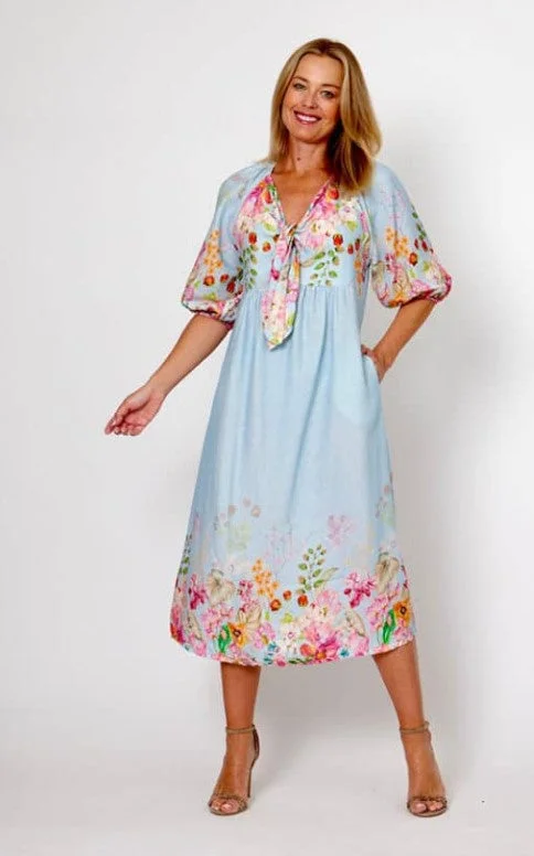 Women's Trendy Clothes bABY bLUE LINEN dress