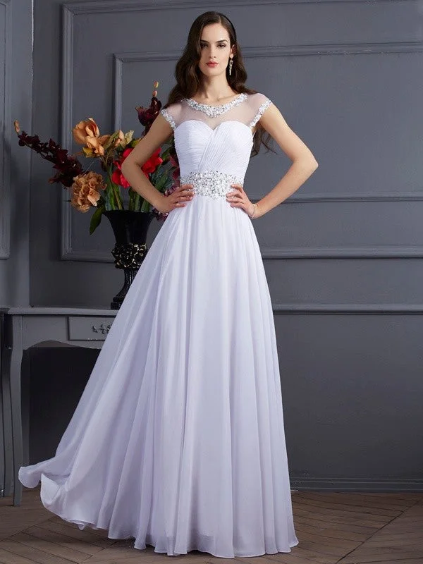 Shop Ladies Clothes A-Line/Princess Bateau Short Sleeves Beading Long Chiffon Dresses Shop Ladies Clothes A-Line/Princess Bateau Short Sleeves Beading Long Chiffon Dresses